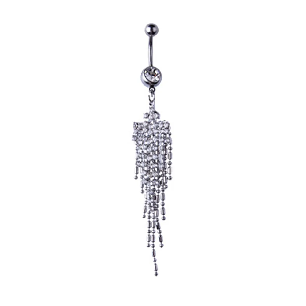 Crystal Titanium Steel Tassel Navel Piercing Body Jewelry Belly Button Ring Claw Chain Fringing Nail Acrylic For Women JJAL C4428955184