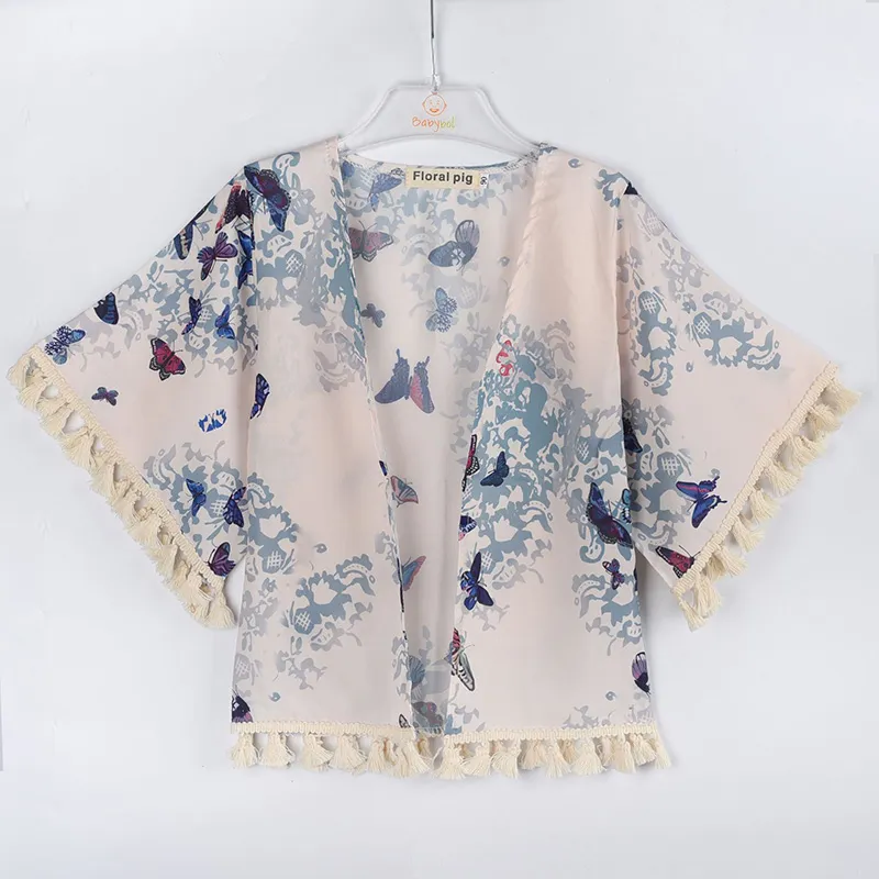 여자 꽃 모자 폰코 Tassels flower flower flower flower prind wide wide sleeve ramie 스프링 가을 탑 15T1616536