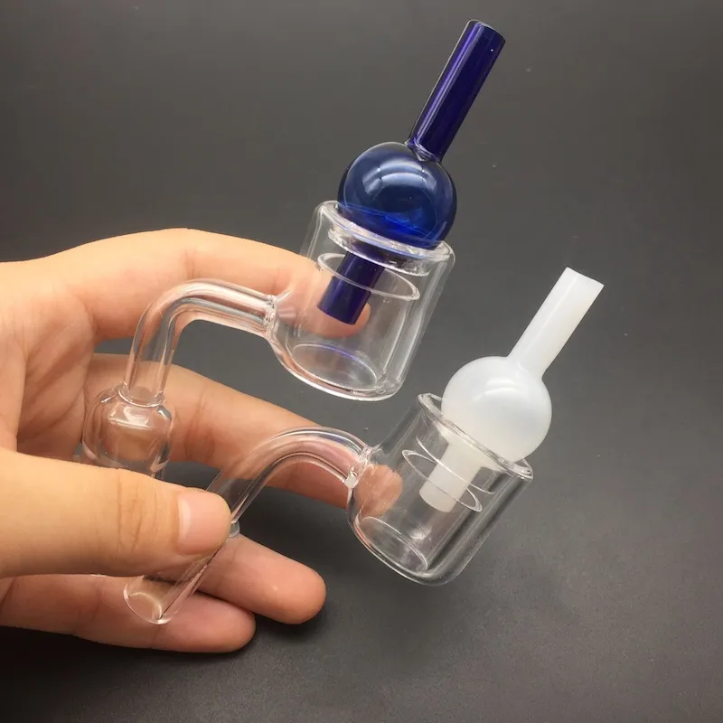 XXL Quartz Thermal Banger Bubble With Quartz Carb Cap 10/14 / 18mm Double Tube Quartz Nails Tips P Banger Voor Rook Glass Bongs