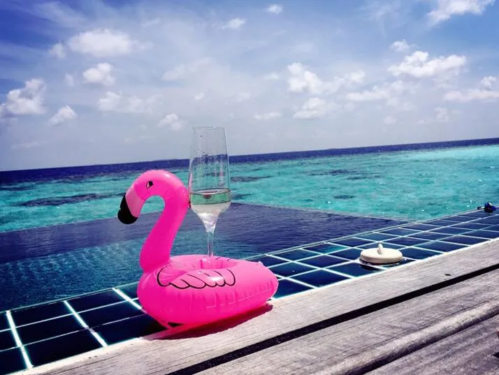 Uppblåsbar Flamingo Drinks Cup Holder Pool Floats Bar Coasters Floatation Devices Bath Toy Small Size Hot Sale9680136