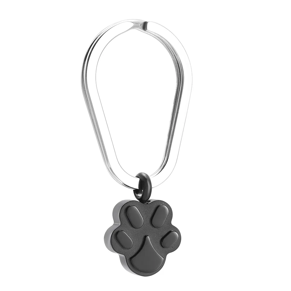 Shiny Polishing Cremation Jewelry with Pet Paw Prints Charm Keepsake Memorial Urn Key Chain For Ashes Key Ring Accessories Fashion Jewelry