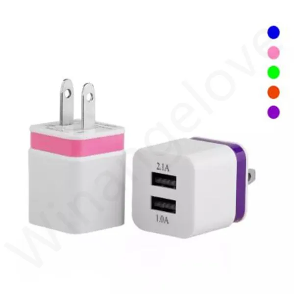 Porte usb daul colorate 2.1A + 1A Anello di vernice US Eu ac adattatore di alimentazione caricabatterie da muro iphone 6 7 8 Samsung