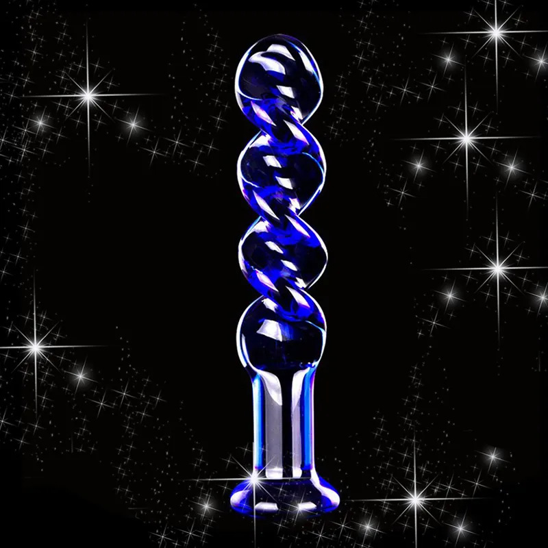 Bleu Couleur Crystal Dildo Fiche Anal Bouchons Bouchons Massager Verre Dildos Adulte Jouets Sexe pour Femme Anus Masturbator