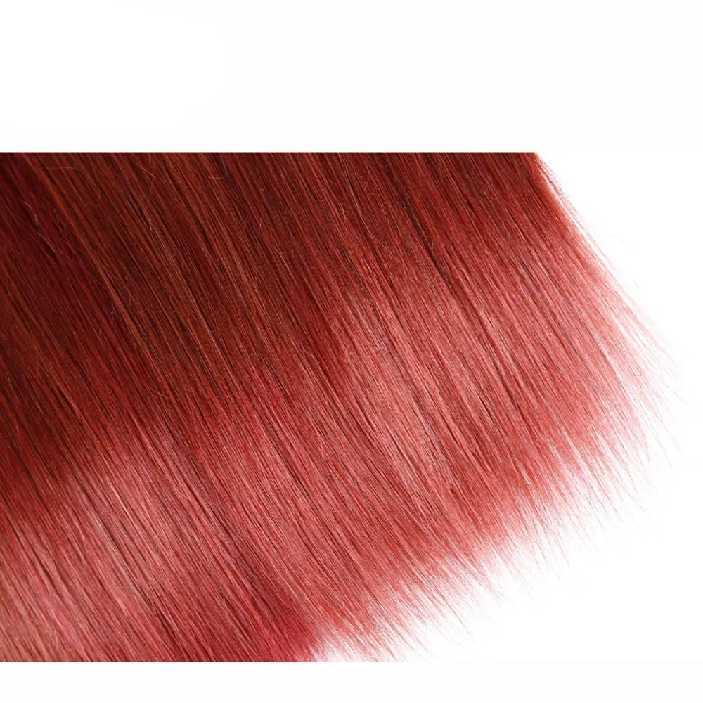 Farbe 33# Dark Auburn Echthaar spinnt Seide gerade peruanisches reines Haar dunkelbraune Haarverlängerung 3 Teile/los