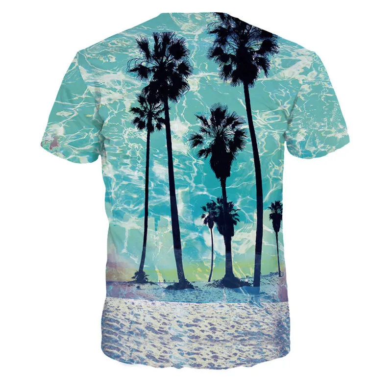 Venta al por mayor envío gratis hombres mujeres Galaxy antílope/Hawaii árbol 3D impreso camiseta manga corta cuello redondo camiseta Tops