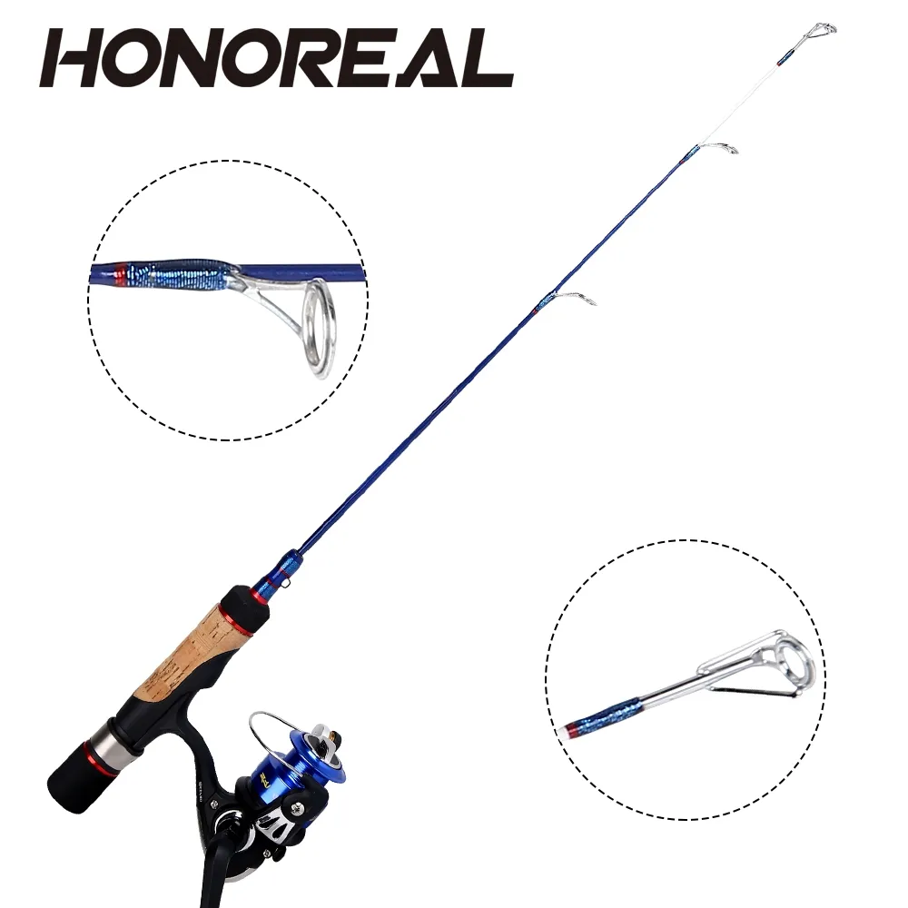 HONOREAL Hicepro Ice Fishing Rod and Reel Combo, Manico in nylon al carbonio resistente e durevole con pomello in gomma