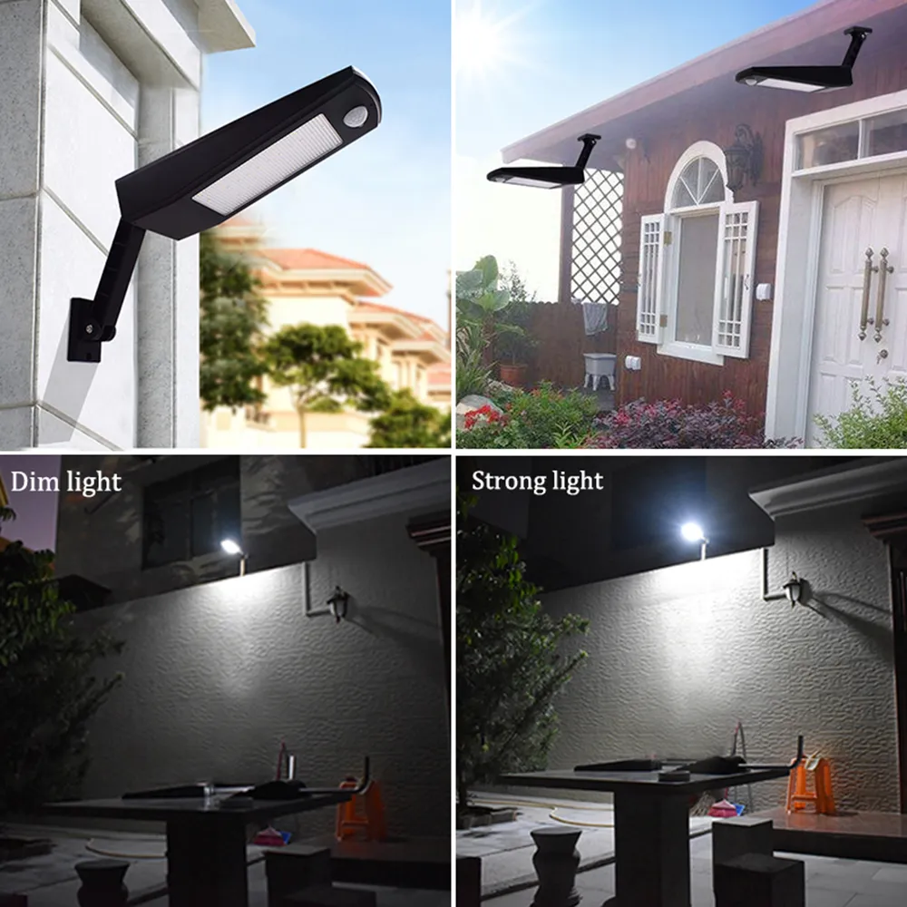 Nieuwste 900LM LED Solar Licht Outdoor Waterdichte Verlichting voor Tuinwand 48 LED's Vier Modi Rotable Pole Solar Lamp