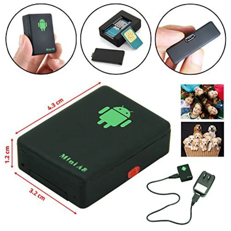 Mini A8 Bil GPS Tracker Global Real Time 4 Frekvens GSM / GPRS Säkerhet Auto Tracking Device Support Android för barn djurbil