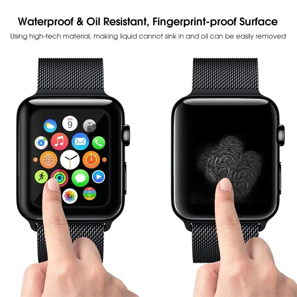 أفلام الشاشة لـ Apple Watch 5 3D Cover Cover Propered Glass Protector 40mm 42mm 38mm 44mm anti-scratch-free free series 2 3 4