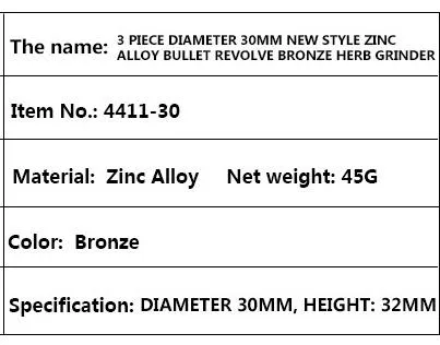 Diamètre de revolver de la couche 3 d'alliage de zinc du détecteur de fumée de meulage de bronze de balle de 30 millimètres