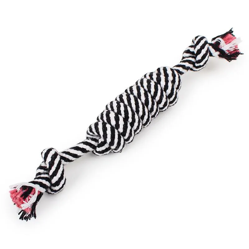 Dog Rope Fun Pet Chew Knot Toy Cotton Stripe Rope Dog Toy Durable High Quality Dog Accessories