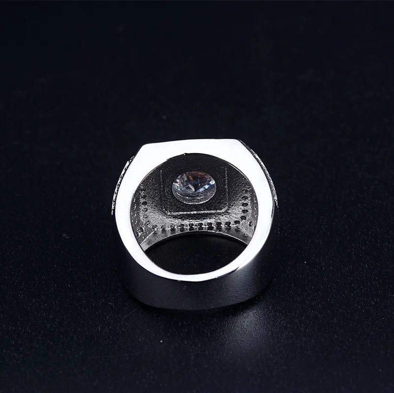 洋楽 H.G. Filled Top Quality 925 Silver Full Diamond Hip Hop Ring For Men And