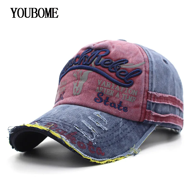 YOUBOME 야구 모자 모자 남성 여성 브랜드 Snapback 모자 남성 빈티지 씻어 면화 자수 Casquette 뼈 아빠 모자 모자