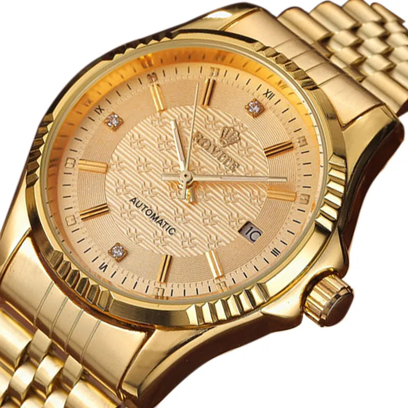 Calendrier en or entièrement en acier inoxydable série automatique montres pour hommes horloge de sport haut montre-bracelet mécanique chinoise
