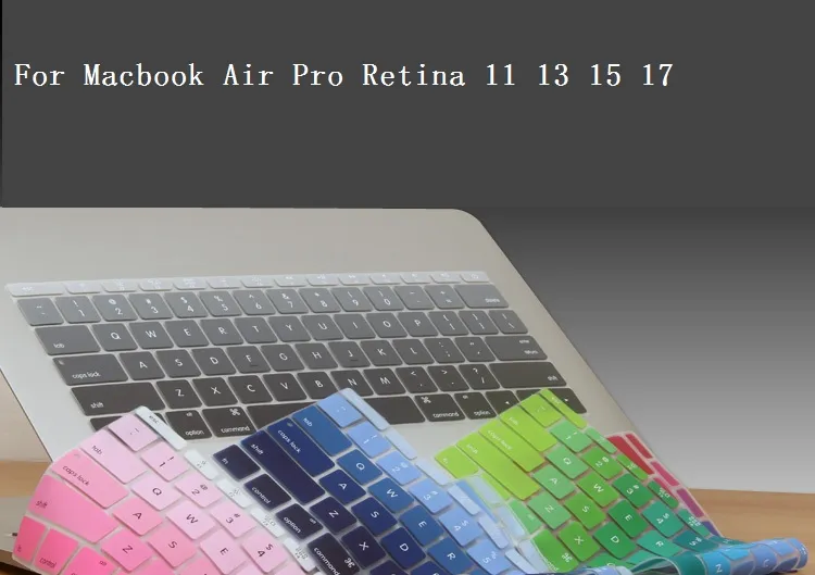 Soft Silicone Rainbow Keyboard Case Protector Cover Skin för MacBook Pro Air Retina 11 13 15 tum Vattentät dammtäker Retail Box US Ver