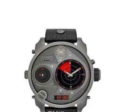 new mens Watch With Original box And Certificate DZ7297 New Mr Daddy Multi Grey Red Dial SS Black Leather Quartz W208c