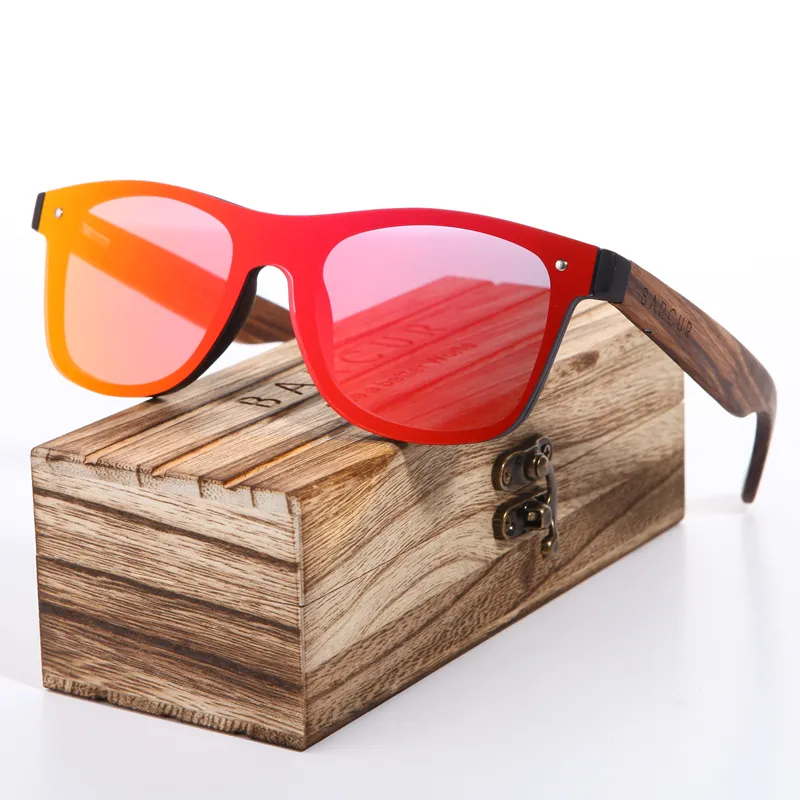 Barcur 2018 زيبرا العلامة التجارية الخشبية خمر النظارات الشمسية الرجال شقة عدسة بدون شفة إطار مربع نظارات الشمس oculos gafas