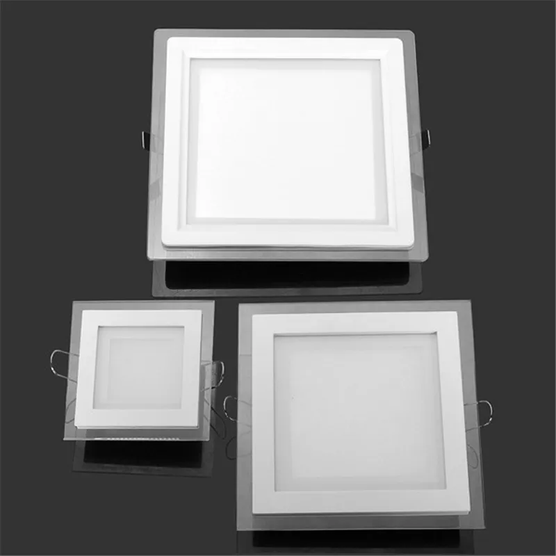 Gratis frakt Dimmable Glass Panel LED Lighs 9W 18W 25W LED Panel Light Round Square Shell Glass LED Downlights IP44 AC 110-240V