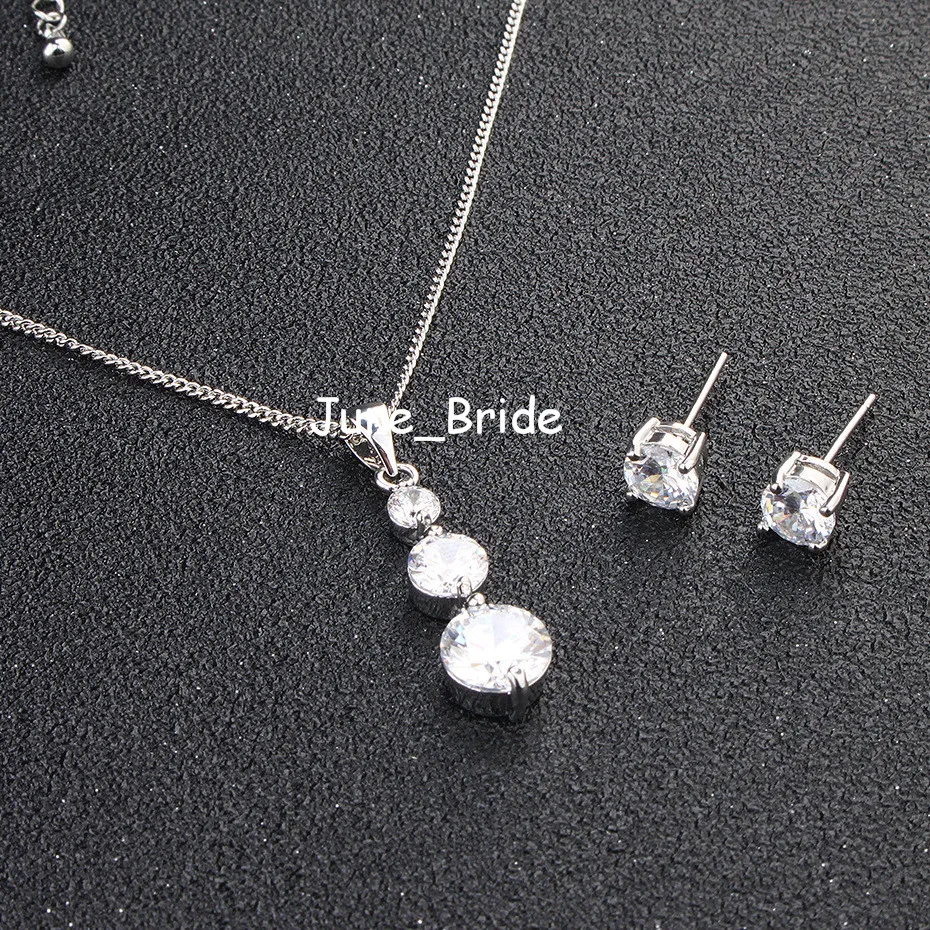 Delicate Crystal Rhinestone Wedding Bridal Necklace Earrings Set Stylish Po Bride Accessories Evening Prom Party Homecoming Jew6974026281