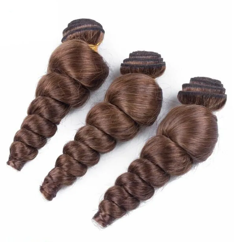 Brezilyalı gevşek dalga saç atkısı, bebek saçları ile kapanış ile çikolata kahverengi gevşek dalga insan saç demetleri dantel kapanış ile lo7921928