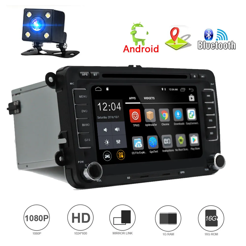 Android Autoradio pour VW Golf 5 Golf 6 Skoda Passat Polo Seat Tiguan, 7  Pouces Écran Tactile 2 DIN Radio Navigation GPS avec Bluetooth/Lien  Miroir/FM/WiFi/SWC +CANBUS+Caméra de recul : : High-Tech