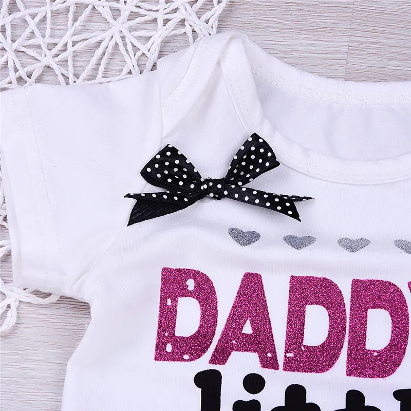 Pasgeboren baby meisje kleding zomer papa's kleine meisje letter print romper jumpsuit korte mouw Outfit katoenen baby baby kleding