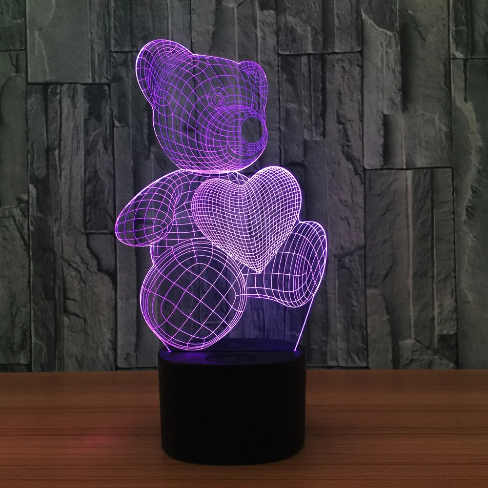 AAA батареи или USB-кабель лампы цоколь для 3D Night Light LED пульт дистанционного управления Сенсорный переключатель 7 Цвет новизны Освещение Настольные лампы