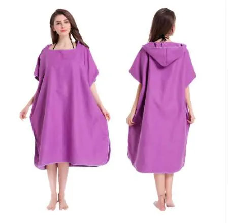 Outdoor Strand Umkleidekabine Badetuch Mit Kapuze Poncho Bademantel Für Erwachsene Frauen Mann Kinder Terry Big Body Dusche Strandtücher