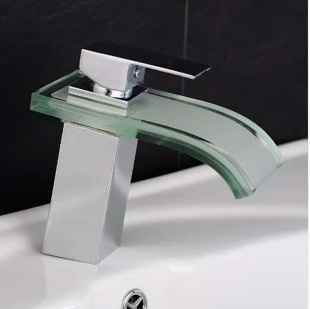 Bacia Faucet Banheiro Cachoeira LED Torneira De Glass Cachoeira Banheiro Misturador Misturador Torneira Montada Mixer Mixer Torneira LH-16802