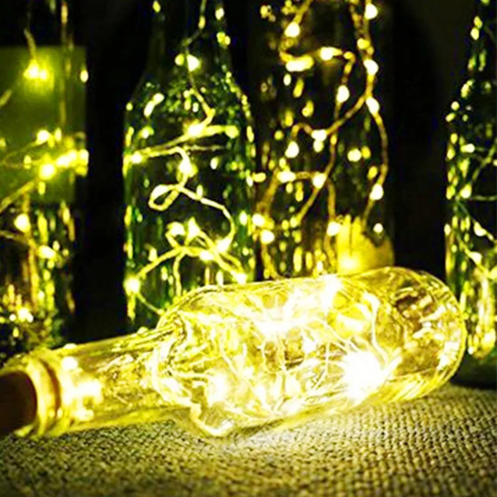 LED Strings Lighting Lighting 10 Solar Wine Bottle Korek Miedź Wróżki Strip Drut Outdoor Party Decoration Nowość Night Lampa Cork Light String