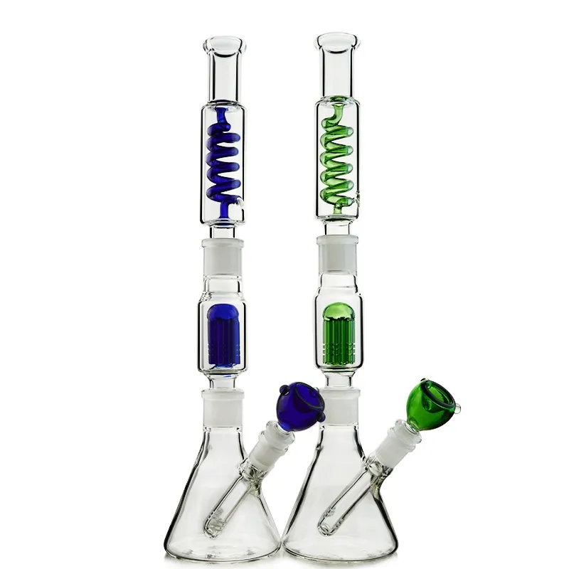 Tubi dell'acqua congelabili Costruisci un bong Bong in vetro Bong 6 Arms Tree Perc Oil Dab Rigs Condenser Coil 18mm Female Joint Narghilè Downstem diffuso con ciotola 2 clip