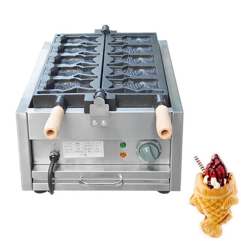 Biscuit électrique crème glacée taiyaki faisant la machine gaufrier commercial forme de poisson taiyaki fabricant machine prix