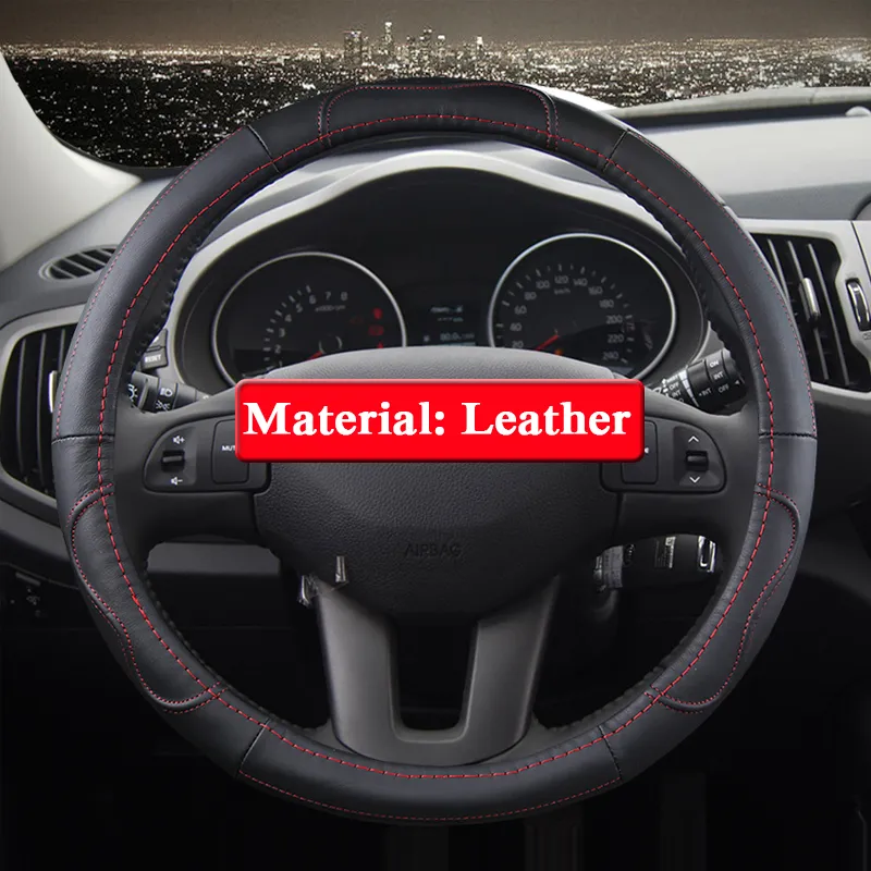 QCBXYYXH Car Styling For KIA K2 KX Cross K3 Forte SportageR 2012-2017 Steering Wheel Covers Leather steering-wheel Cover Interior accessory