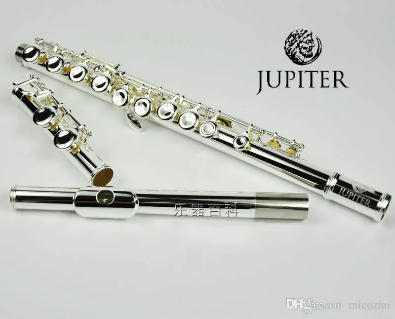 Jupiter JFL-511es 16 hål stängda C Key Flute Cupronickel Silvering Concert Flute Case Cleaning Cloth Stick Glyes Padded Bag