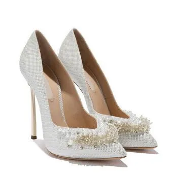 Nouveau 2018 printemps femmes pompes élégant tissu pailleté mince talons hauts chaussures Sexy bout pointu mariage chaussures simples