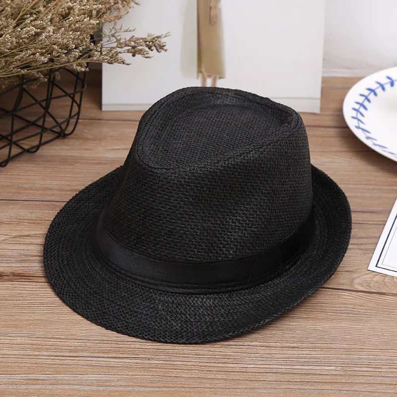 Panama Chapeaux de paille pour hommes femmes Summer beach Sun cap hommes Jazz Cap mode Top chapeaux tissés à larges bords Pour les vacances d'été à la plage