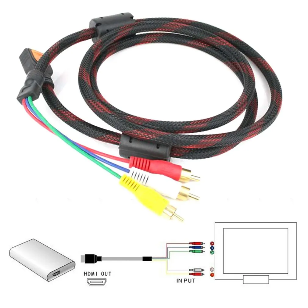 HDMI to RCA Cable 1.5 HDMI Male to 3RCA AV Composite Male