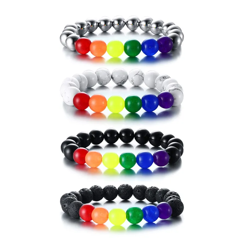 Bracelet perlé d'amour et de paix, couleurs arc-en-ciel, droits égaux, égalité pour tous, l'amour gagne, bijoux LGBT