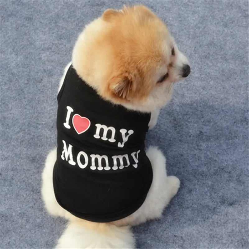 Moda Pet Filhote de Cachorro Camisa de Verão Pequeno Cão Gato Roupas para Animais de Estimação Mamãe Papai Colete Camiseta 5 Cores