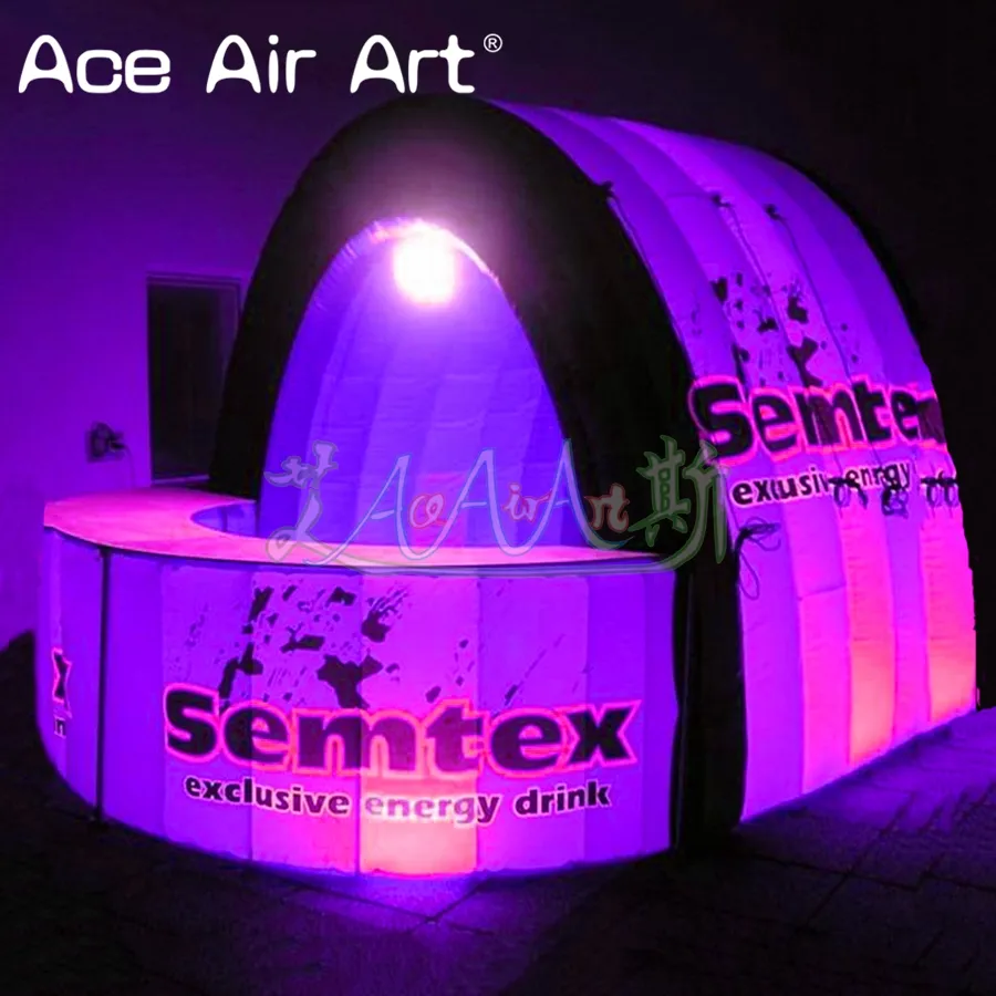 Custom Different Sizes Half Open Type Inflatable Bar Booth Tent Stand with LED Lights Made in China for Advertising on Sale