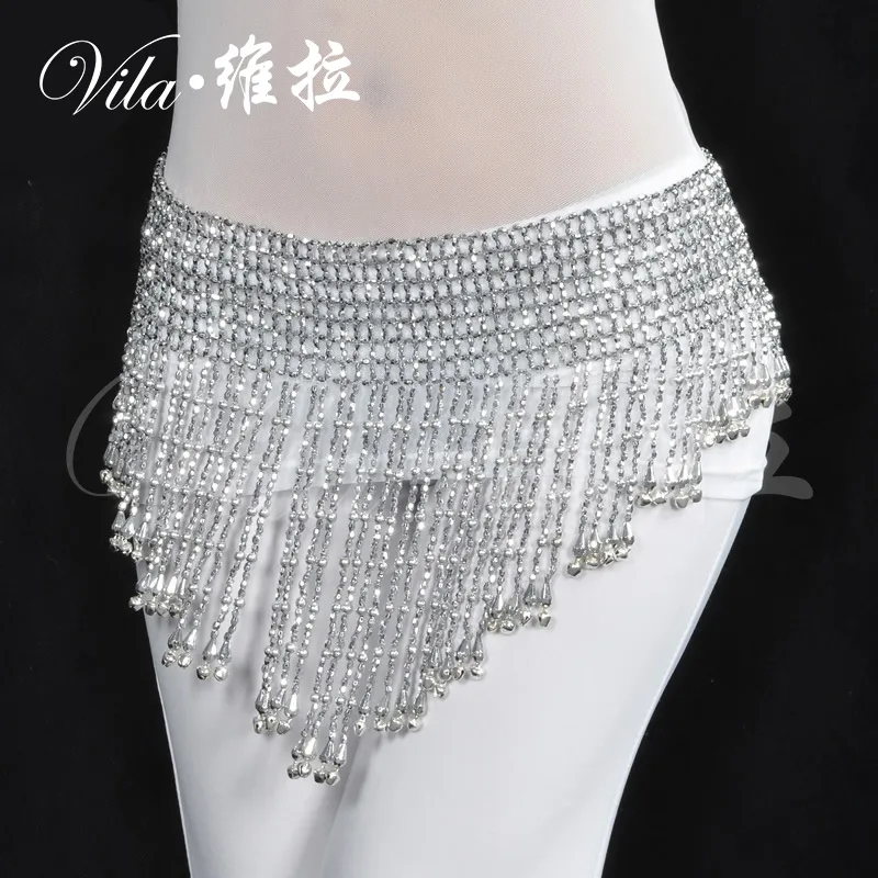 Guld Silver Pärlor Oriental Belly Dance Bellydance Belts Bell Hip Scarf För Kvinnor Indian Bellydance Waist Chain Stretch Waist