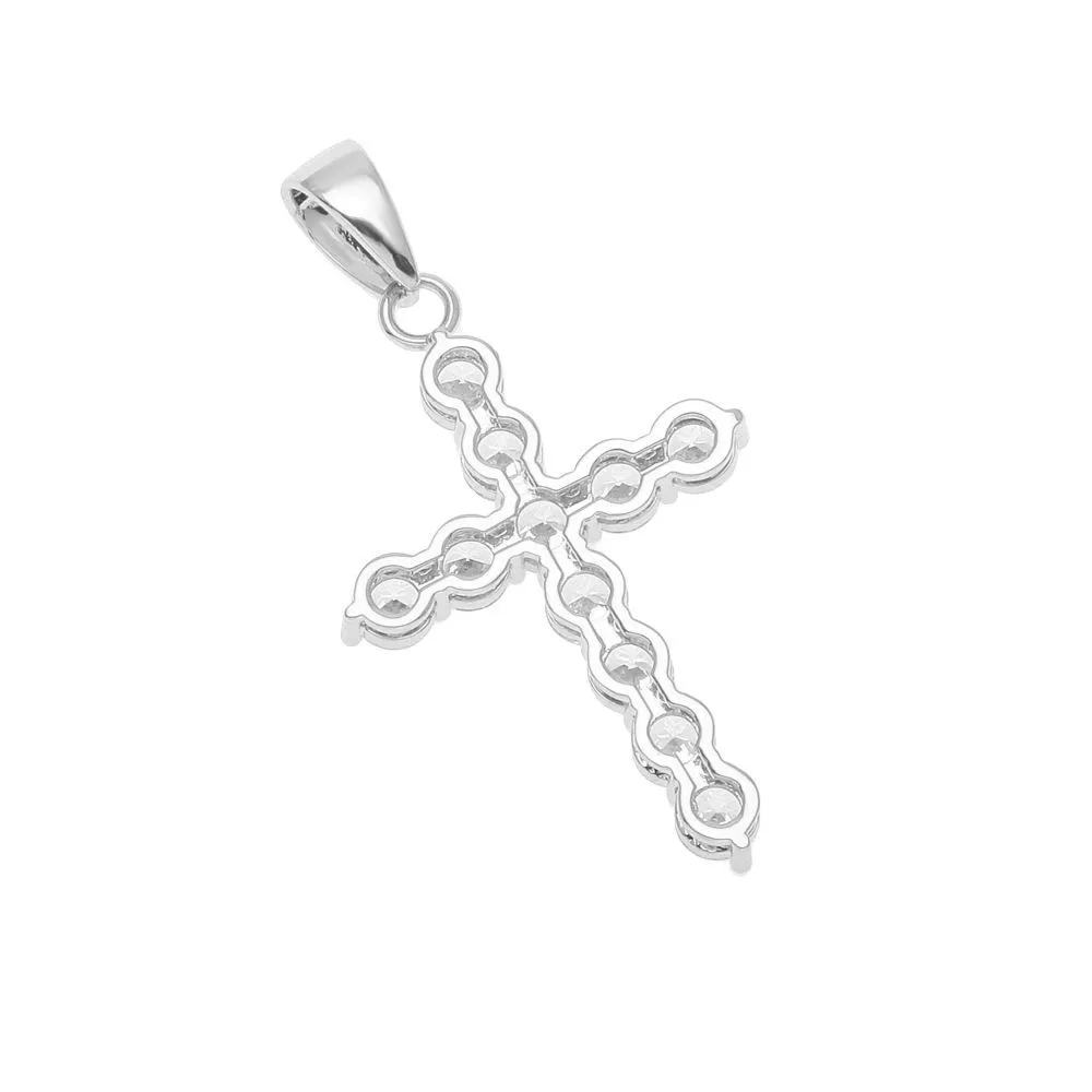 Nieuwe Hip Hop verzilverde ketting sieraden vrouwen bruiloft mode Cross CZ Kubieke Zirkoon stenen hanger necklace243W