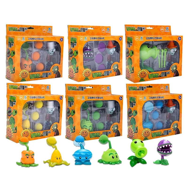 Figurines d'action Plants vs Zombies, jouets, poupées de tir dans une boîte cadeau