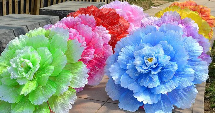 Parapluie à fleurs de pivoine pour spectacle de danse, parapluie chinois en tissu à deux couches, accessoires de scène pour femmes, Parapluie paraguay