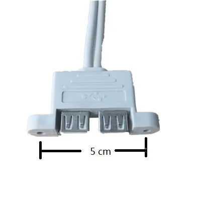 30 cm Motherboard Interno 9pin Passo 2.54mm para Dual Port USB 2.0 Um Feminino Parafuso Bloqueio Panel Mount cabo, parafuso furos comprimento: 5 cm