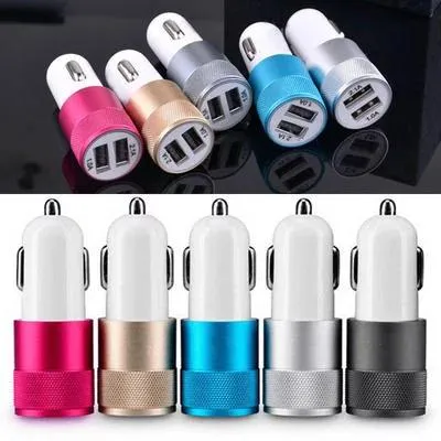 Aluminium Alloy Dual USB-laddare 2.1a 1a 2 USB-portar Metallladdare för iPhone Samsung Smartphones