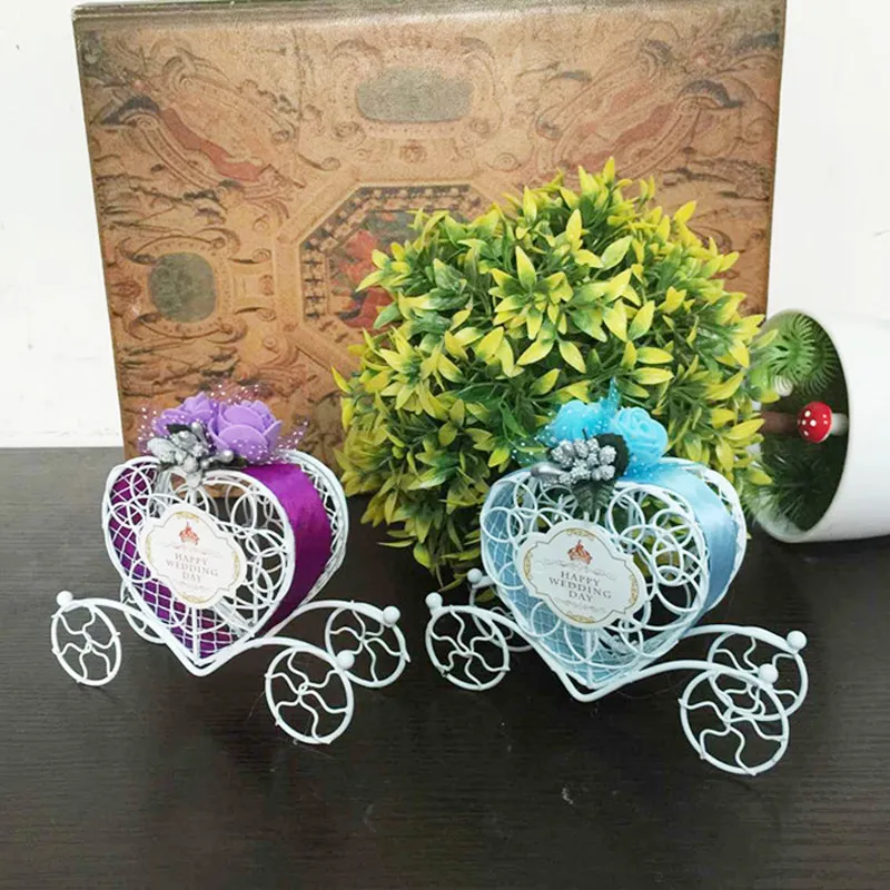 Heart Shaped Pumpkin Carriage Candy Box Wedding Gifts And Favors Iron Wedding Card Holder