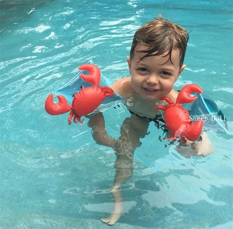 Kids Inflatable Arm Band Swimming Armlet Flamingo Crab Baby Swim Rings Safty Assistive Tools Float Swim Ring