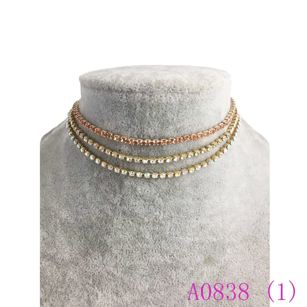 3 pz bellissimi girocolli a catena per le donne fascino collana di strass moda partito gioielli bijoux regali Dropshipping A0838