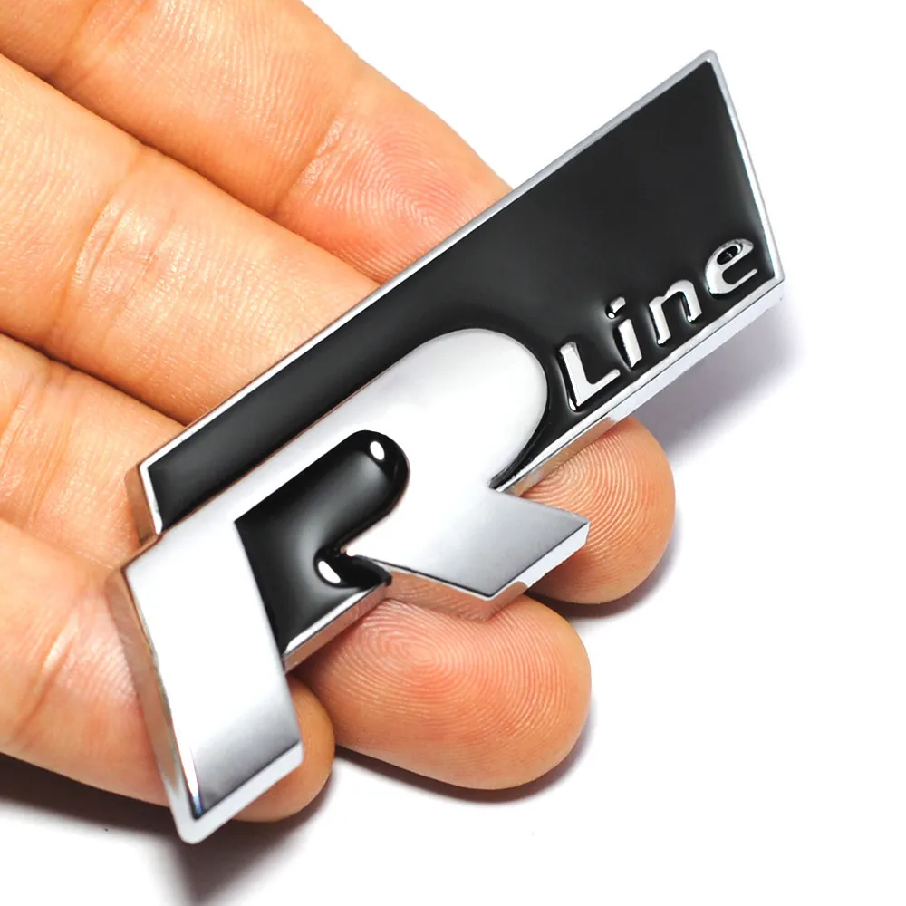 New Metal 3D Car Auto Rline Sticker Emblem R Line Badge for VW GOLF GTI Beetle Polo CC Touareg Tiguan Passat Scirocco7905290